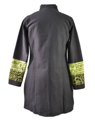 Patchworkový kabát s zapínaný na zips, kombinácia tlače, zeleno-šedo-čierna