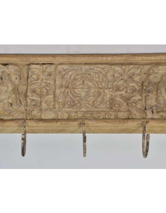 Drevený panel s hačkami so starou ručnou rezbou, 120x9x24cm