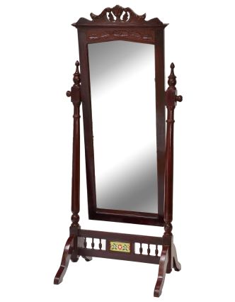 Zrkadlo v ráme z teakového dreva na stojane, 78x61x177cm