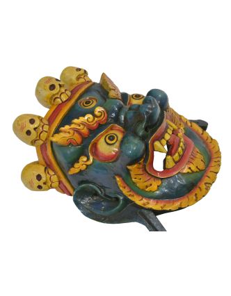 Drevená maska, "Bhairab", ručne vyrezávaná, 34x35x40cm