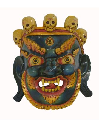 Drevená maska, "Bhairab", ručne vyrezávaná, 34x35x40cm