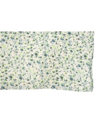 Šatka, biela s drobnou zeleno-sivou potlačou kvetín, 110x170 cm