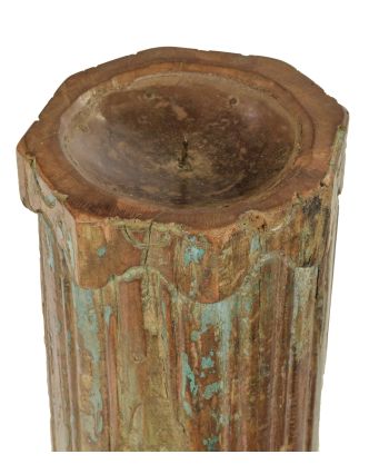 Drevený svietnik zo starého teakového stĺpu, 19x19x48cm