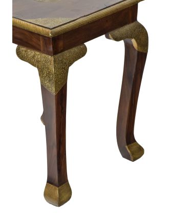 Stolička/stolík z palisandrového dreva, mosadzné kovanie, 40x40x52cm