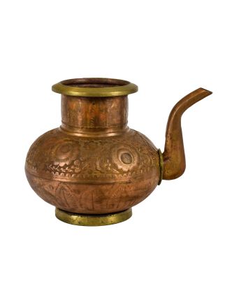 Starožitná mosadzná nádoba na vodu, antik, výška 25cm