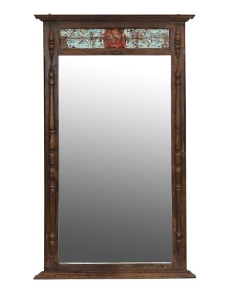 Zrkadlo v starom ráme z teakového dreva, ručne vyrezávanom, 108x9x180cm