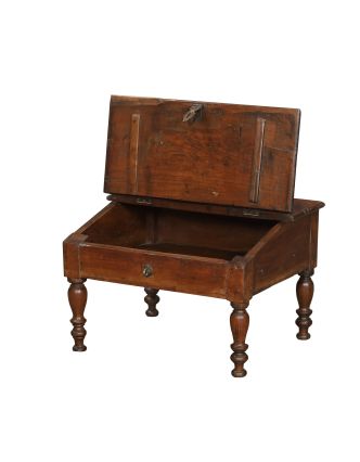 Starý kupecký stolík s odklápacou doskou, 65x55x37cm