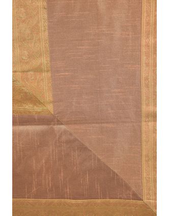 Prehoz na posteľ, hnedo-ružový, brokátový, ručné práce, 266x224cm