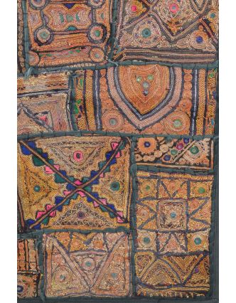 Unikátna tapiséria z Rajastanu, farebná, ručné vyšívanie, 143x94cm