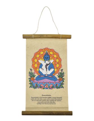 Farebná tlač na zvitku z ručného papiera, Budha Samantabhadra, 33x20cm