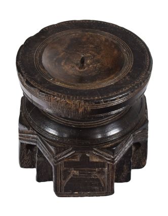Drevený svietnik zo starého teakového stĺpu, 12x12x11cm