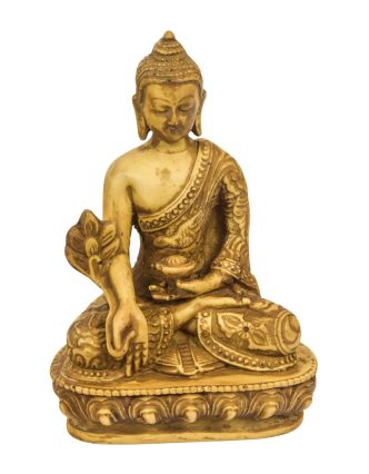 Uzdravujúca Budha, svetlý, antik patina, 9x6x12cm