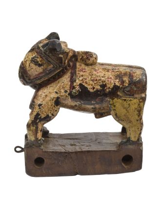 Soška kravy "HOLY COW" ručne vyrezaná z dreva, antik, 16x6x20cm