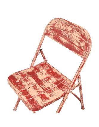Kovová skladacia stolička, červená patina, 45x55x80cm