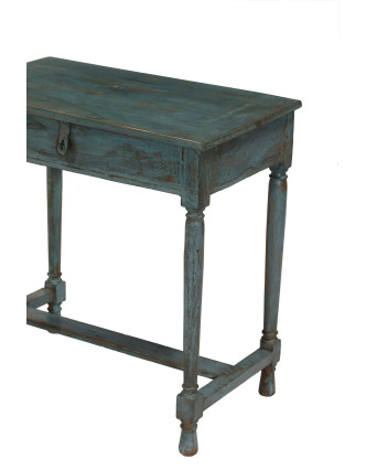 Starý písací stolík z teakového dreva s odklápacou doskou, 65x38x66cm