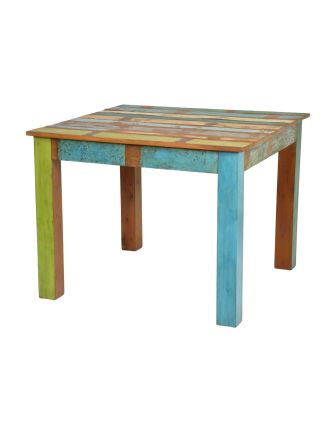 Jedálenský stôl "Goa" štýlu, teak, recyklované drevo, 100x100x76cm