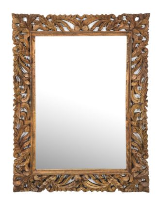 Zrkadlo vo vyrezávanom ráme, prírodné, mango, 90x3x120cm