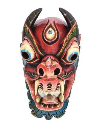 Drevená maska, Drak, ručne maľovaný, 21x22x37cm