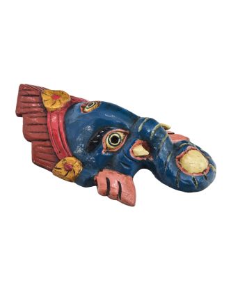 Ganeš, drevená maska, ručne maľovaná, 12x5x22cm