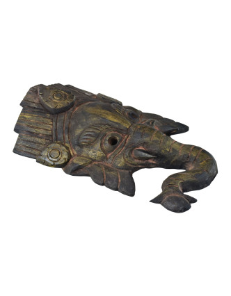 Ganeš, drevená maska, ručne vyrezávaná, 16x5x30cm