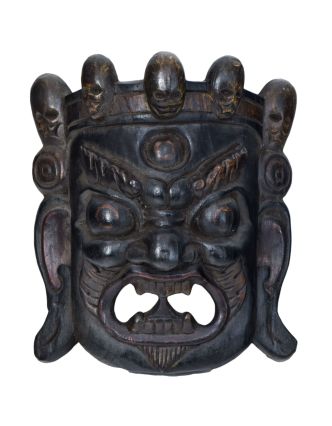 Drevená maska, "Bhairab", ručne vyrezávaná, 18x8x20cm