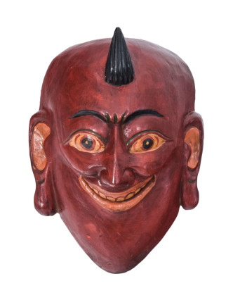 Drevená maska, "Joker", ručne vyrezávaná, maľovaná, 15x8x20cm