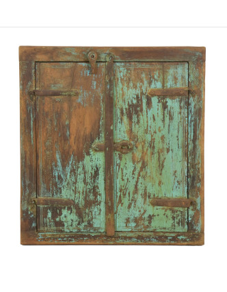 Stará okenica z teakového dreva so zrkadlom, 56x6x62cm